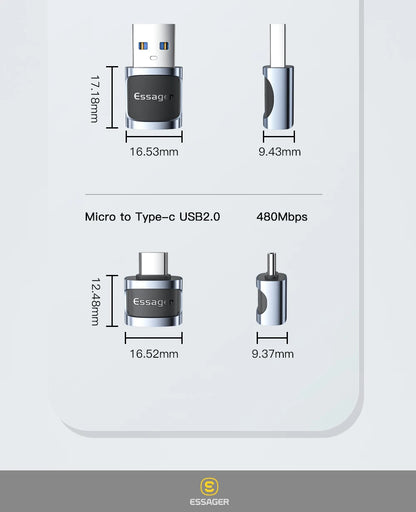 Essager USB 3.0 to Type-C OTG Adapteri - USB-A Muunnin MacBook & Laptop