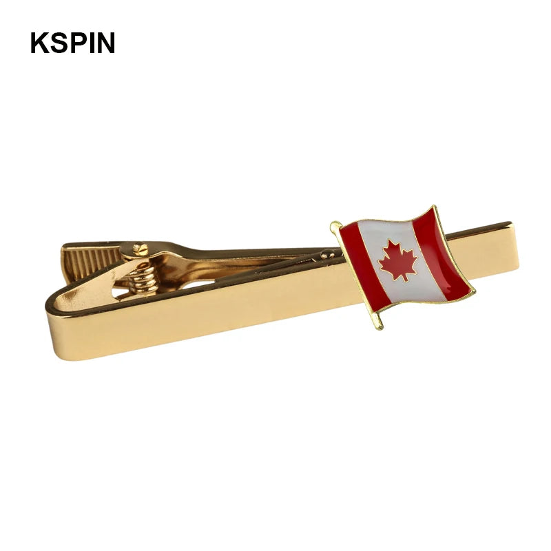 Men's national flag patterned tie bar, multiple countries