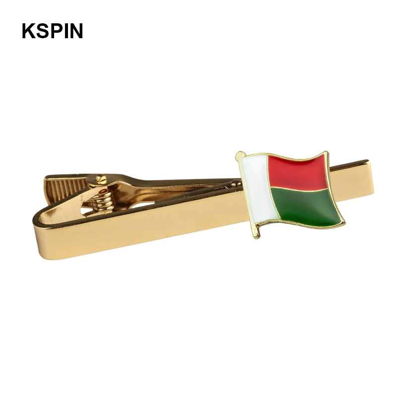 Men's national flag patterned tie bar, multiple countries