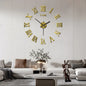 3D Acrylic Wall Clock with Roman Numerals - Mirror Surface DIY Self-Adhesive Clock