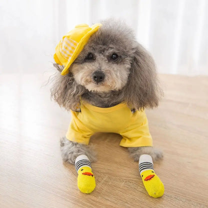 Breathable dog socks 4pcs, cotton socks with non-slip soles for dogs and cats