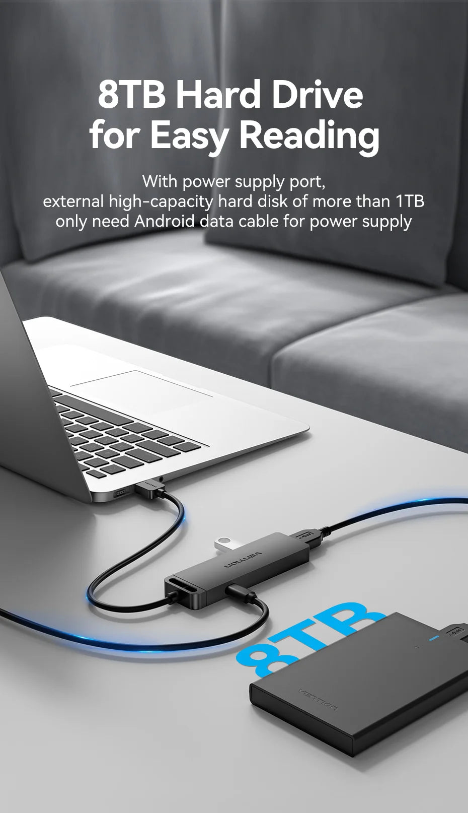 Vention USB 3.0 Hub 4 Porttia - Ohut Nopea Jakaja MacBook, PC & Laptop