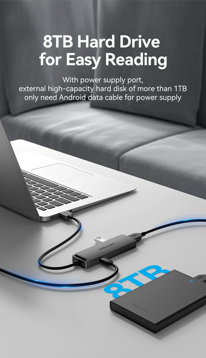 Vention USB 3.0 Hub 4 Porttia - Ohut Nopea Jakaja MacBook, PC & Laptop