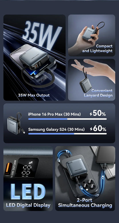 Vention CCV 35W Powerbank, compact 10000mAh, fast charging