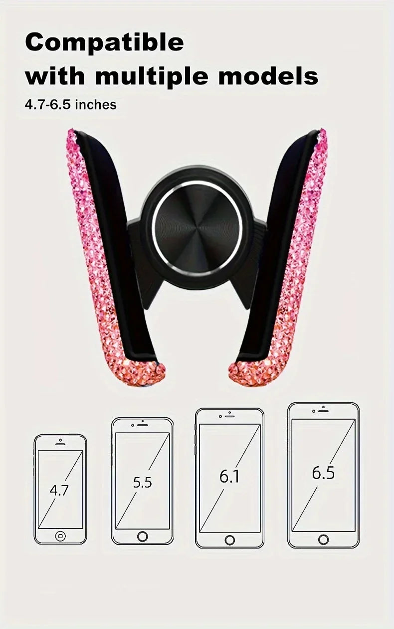 Timanttikoristeinen Auton Puhelinpidike - Ilmanvaihtoaukon Kiinnike Kristallilla