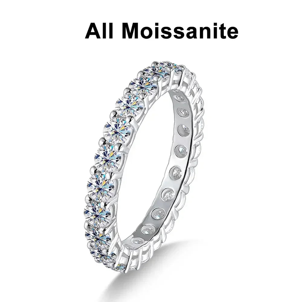 Moissanite ring, 925 silver, 18k white gold plating, engagement ring style