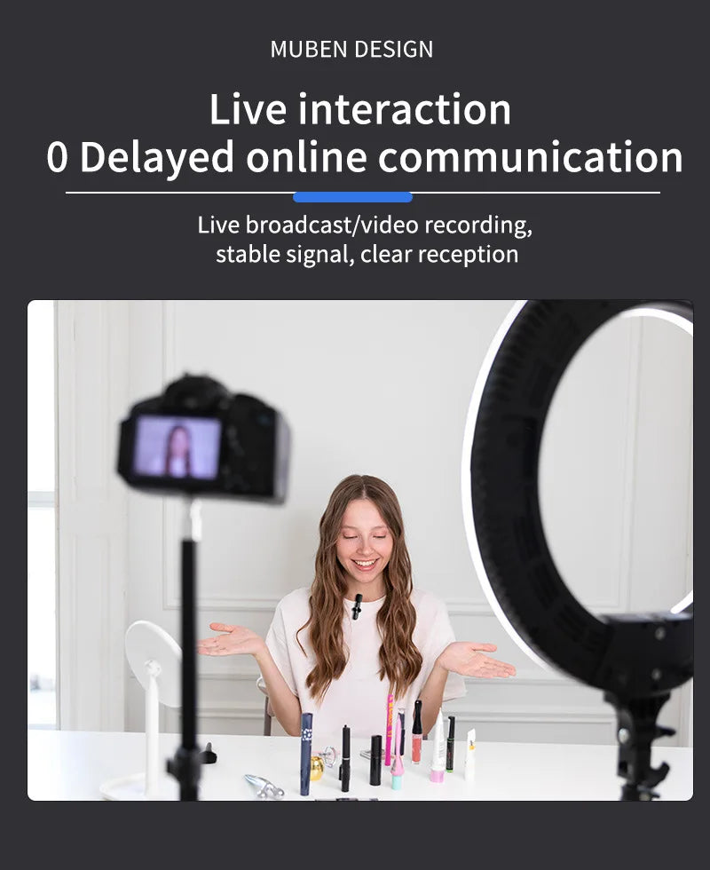 Langaton Lavalier-mikrofoni - Mini Älykäs Kohinanvaimennus iPhone & Android