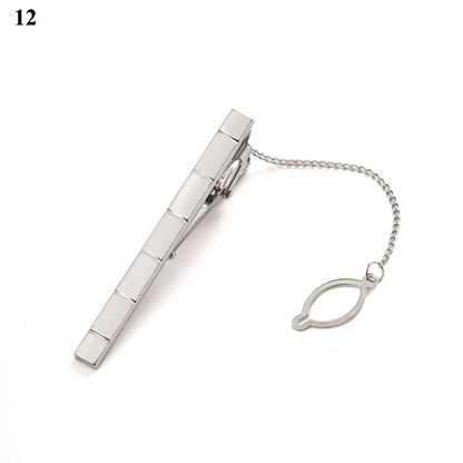 Men's silver-tone tie clip, decorated with beautiful crystal, available in different variations