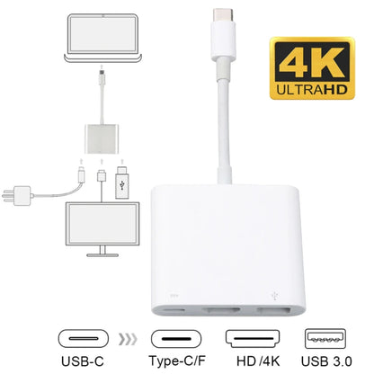 USB-C Hub HDMI 4K Adapteri - 3-in-1 Type-C Muunnin MacBook & Laptop