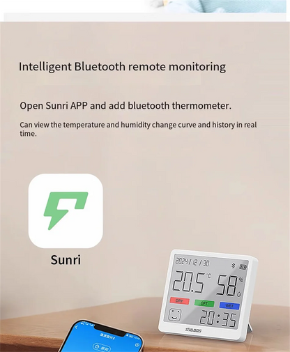 LCD Digitaalinen Lämpö- ja Kosteusmittari - Sisäilmamittari Kellolla