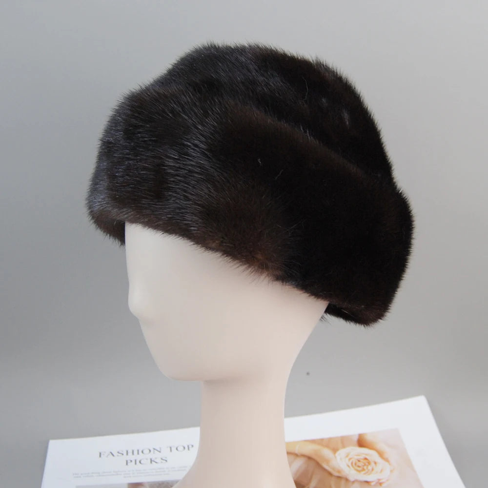 Genuine mink fur hat, luxury winter hat, unisex