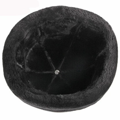 Men's leather and fur hat with fleece lining