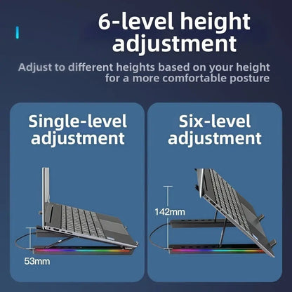 4-in-1 RGB Laptop-teline - Alumiininen Telakointiasema Jäähdytyksellä