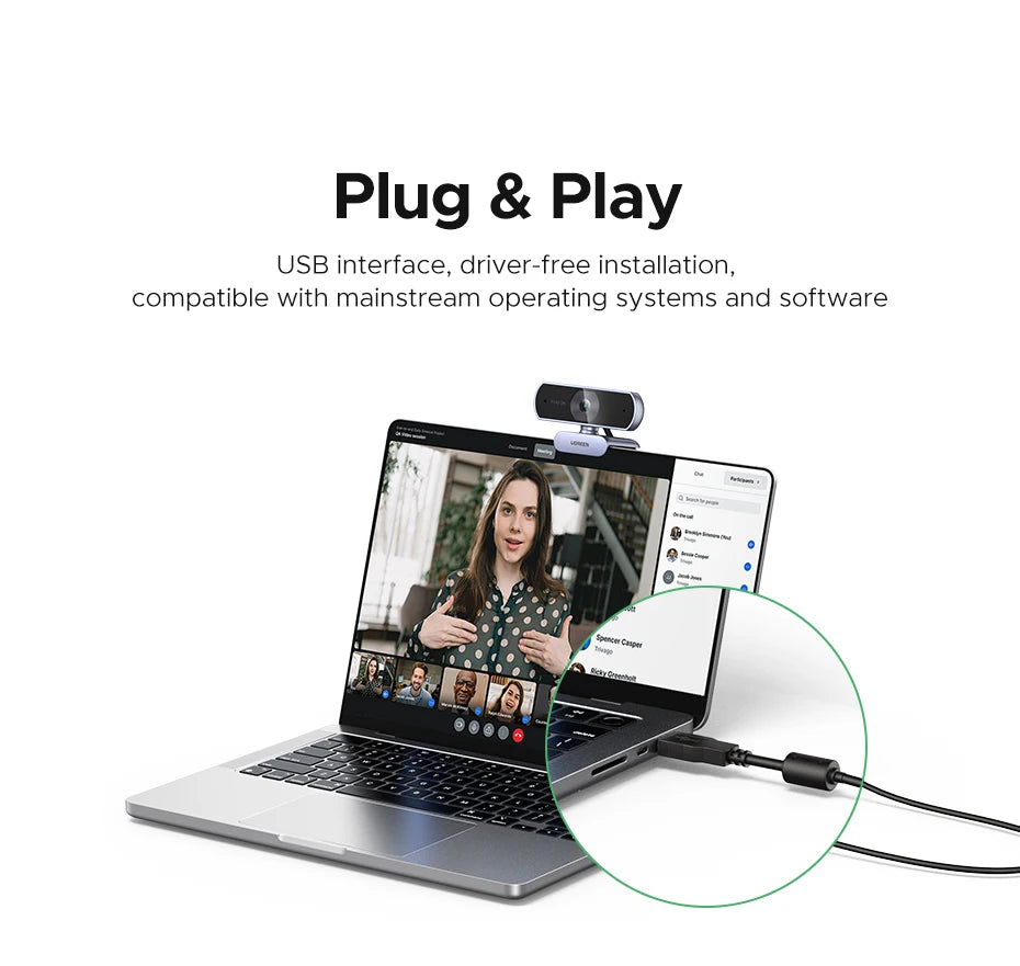 UGREEN 2K Webkamera Mikrofonilla - Full HD USB Kamera Streamaukseen