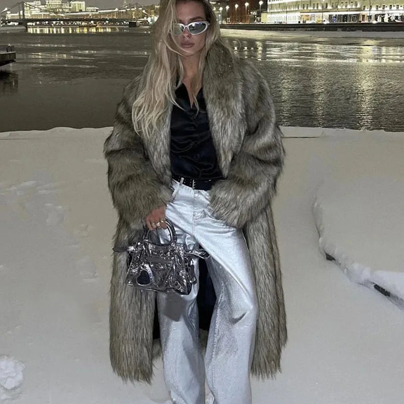 2025 Winter model faux fox fur coat for women, elegant design, latest model