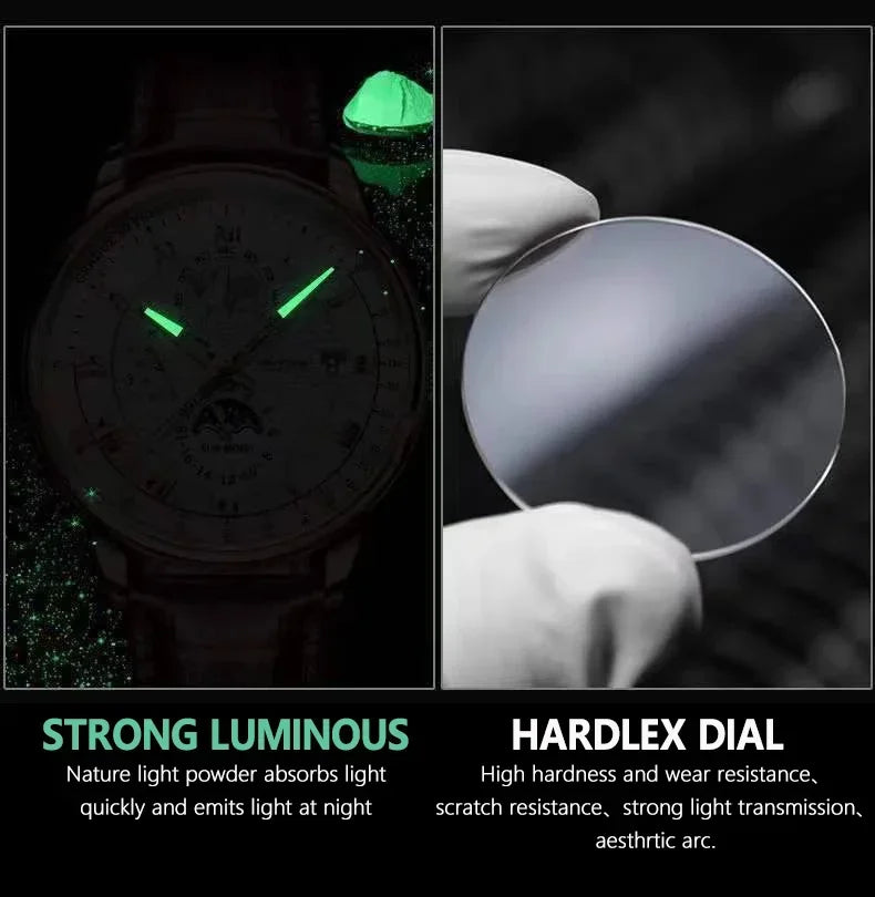 Stylish wristwatch, leather strap, available in different variations