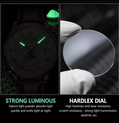 Stylish wristwatch, leather strap, available in different variations