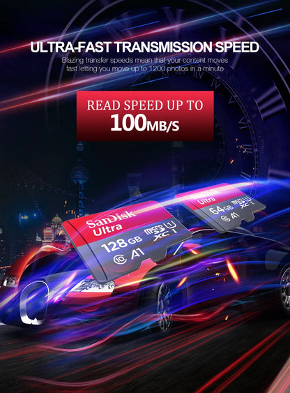 SanDisk MicroSD-muistikortti, 256GB/128GB/64GB/32GB, Class 10, UHS-1