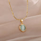 Trendy opal stone pendant necklace, available in different variants