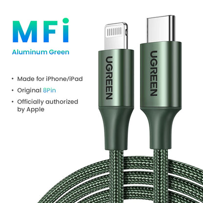 UGREEN MFi 20W USB-C Lightning-kaapeli – PD Pikalataus iPhone 14/13/12 Pro Max & iPad – 1M