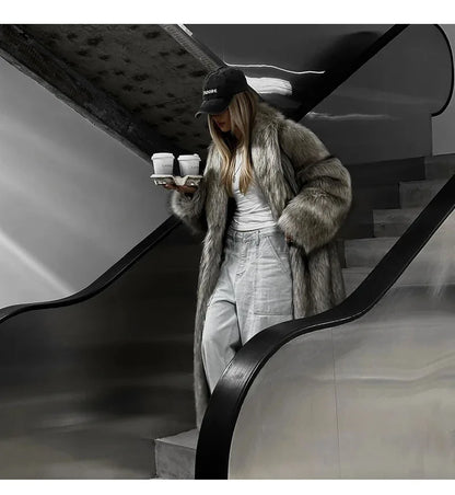 2025 Winter model faux fox fur coat for women, elegant design, latest model