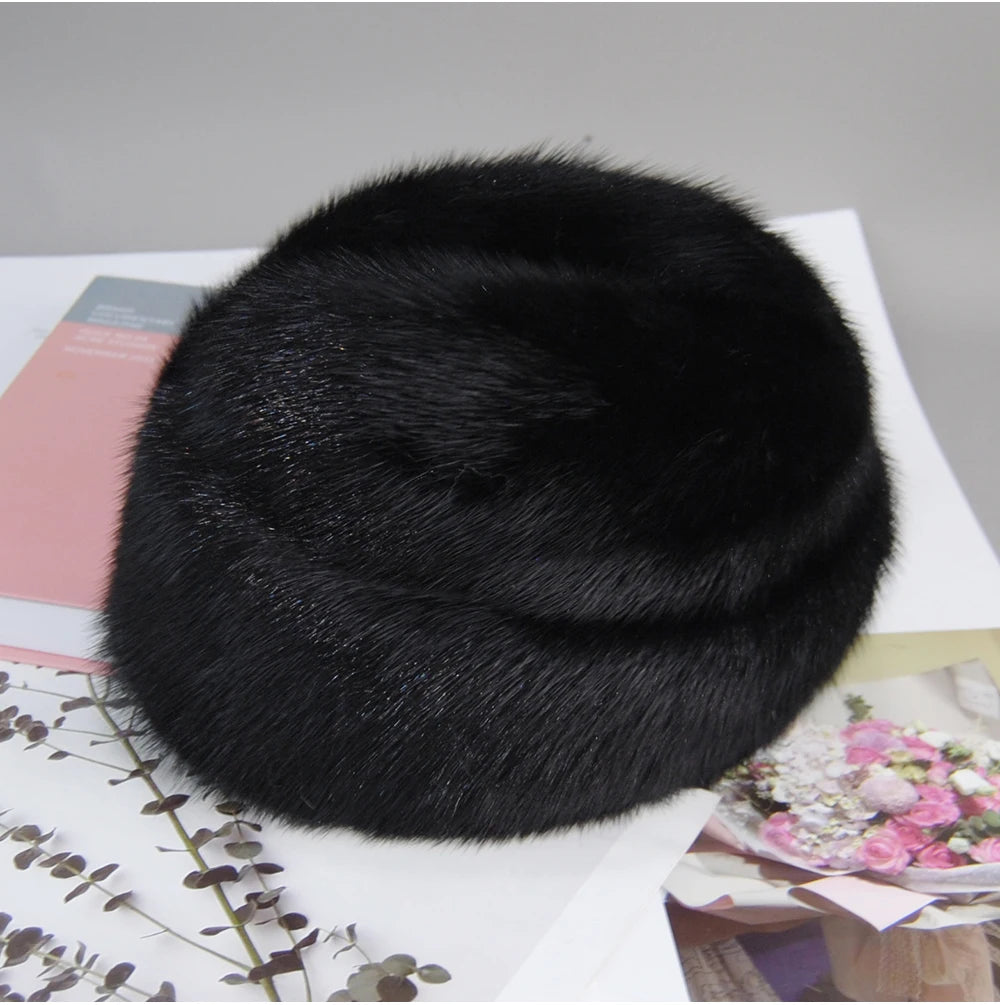 Genuine mink fur hat, luxury winter hat, unisex