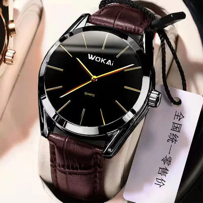 Stylish wristwatch, leather strap, available in different variations
