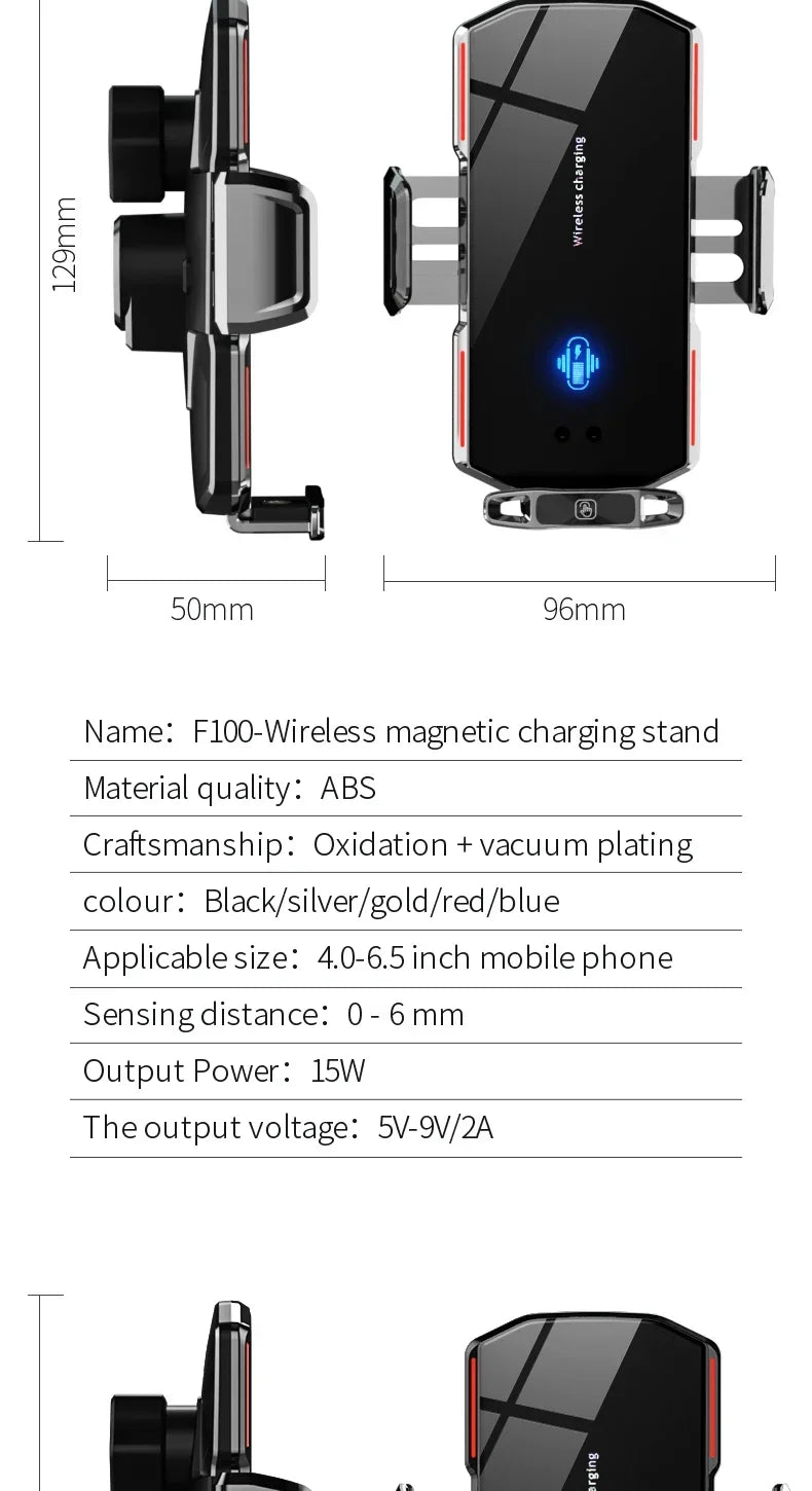 VIKEFON Langaton Autolaturi Magneettinen - Automaattinen Pikalataus iPhone & Samsung