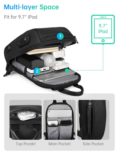 MARK RYDEN men's waterproof leather shoulder bag with iPad pocket