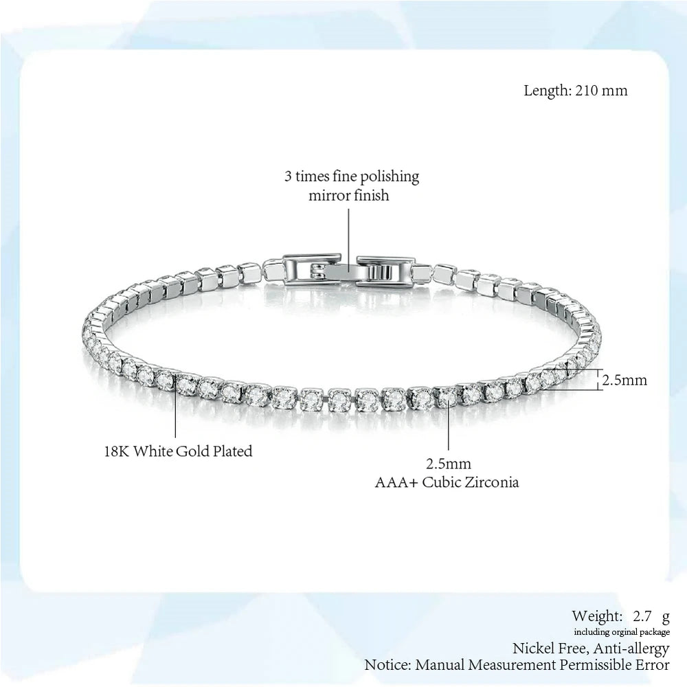 Tennis bracelet with zirconia stones, multi-colored sparkling design