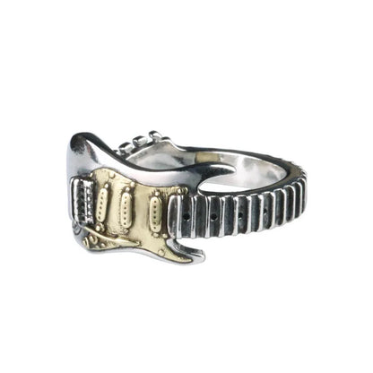 Retro electric guitar ring for men