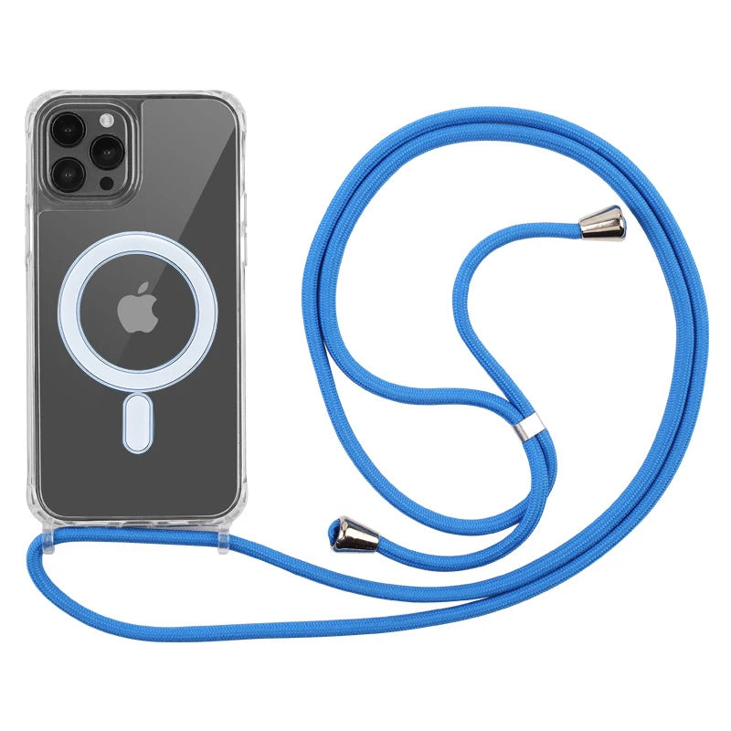 Crossbody Kaulanauha iPhone-suojakuori MagSafe - Läpinäkyvä Magneettinen Kotelo