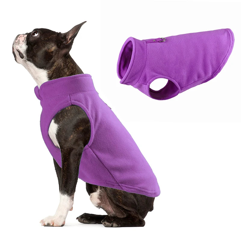 Winter fleece dog coat, warm puppy clothing for small and medium-sized dogs