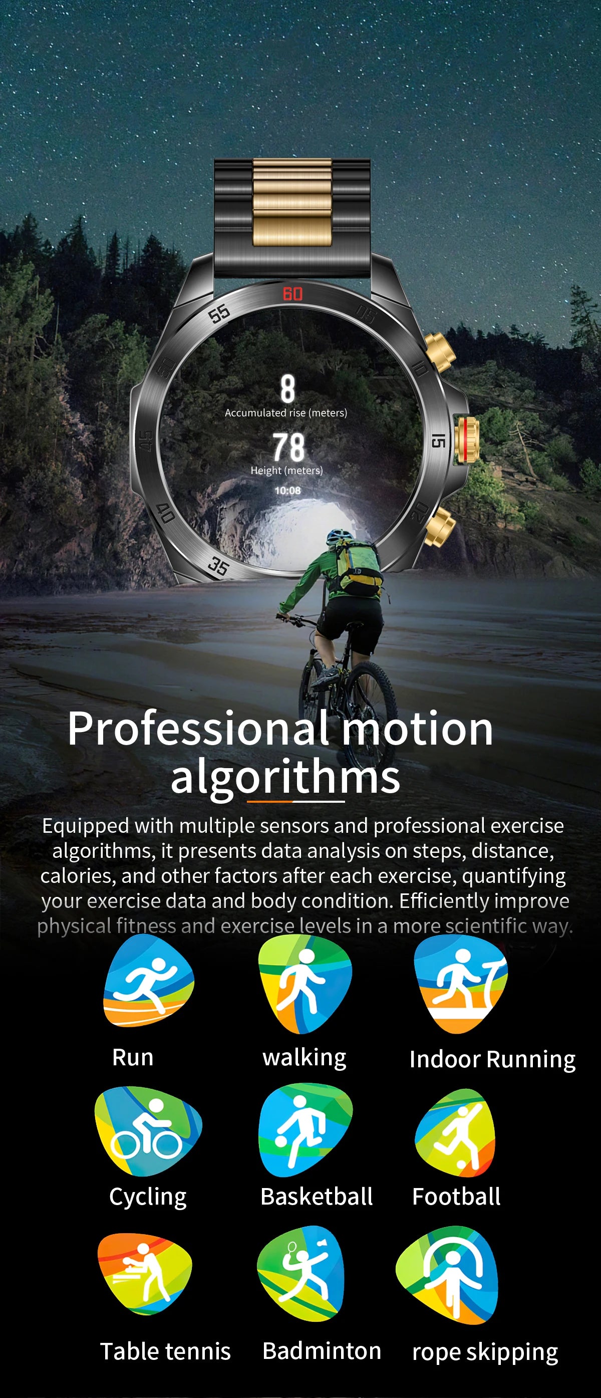 EIGIIS NX1 Pro smartwatch 1"43 AMOLED display, over 100 watch faces, diverse sports modes