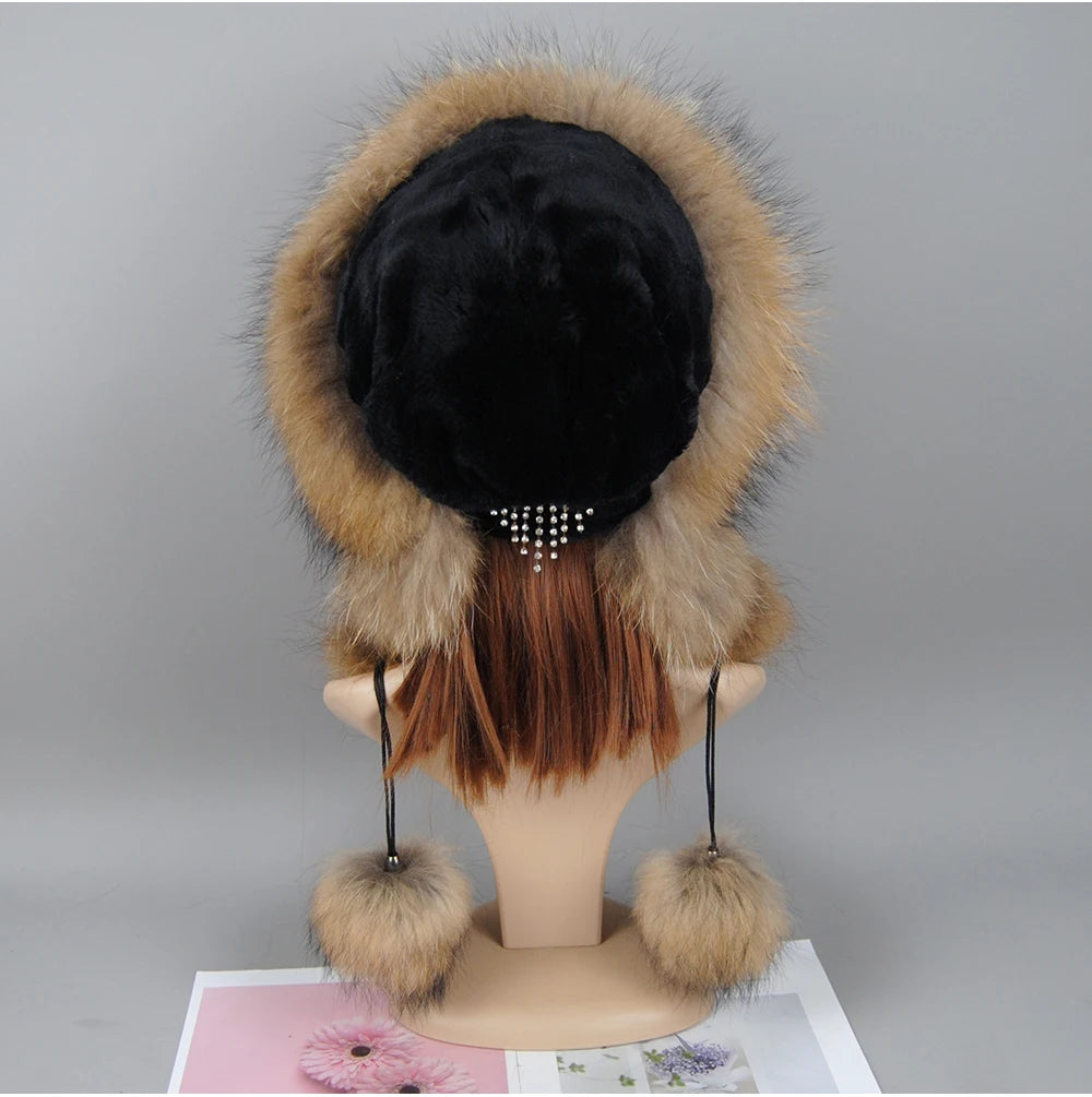 Women's genuine fox fur hat, different shades