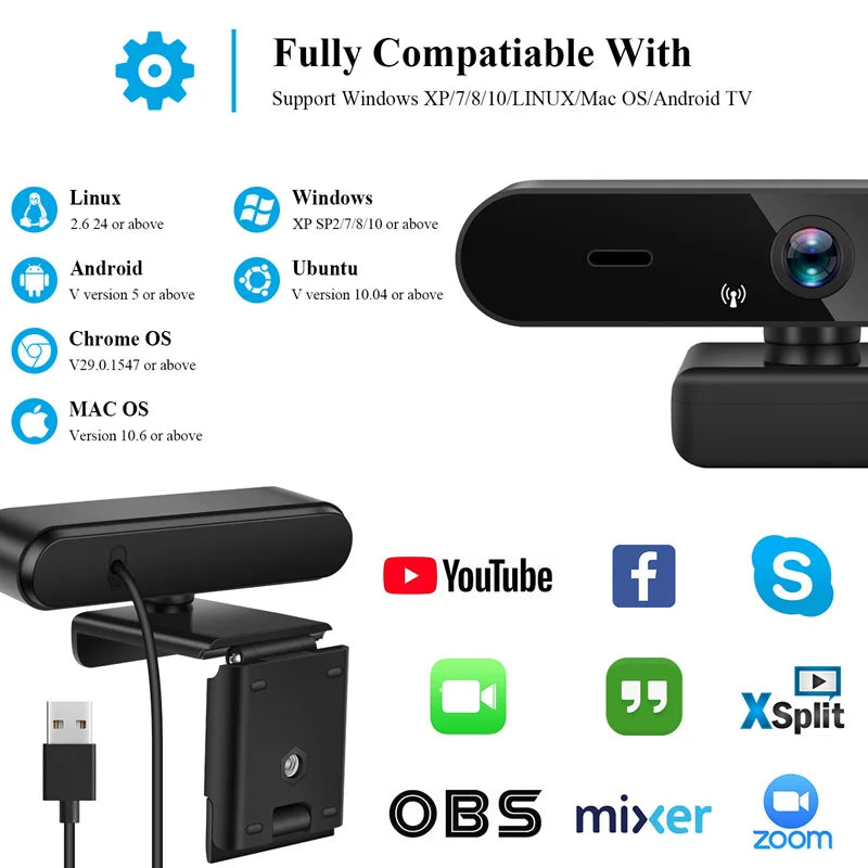 Xiaomi 4K webcam, 4K ultra HD, autofocus, with microphone