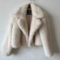 MYMX Faux fur jacket for women, large collar, short model