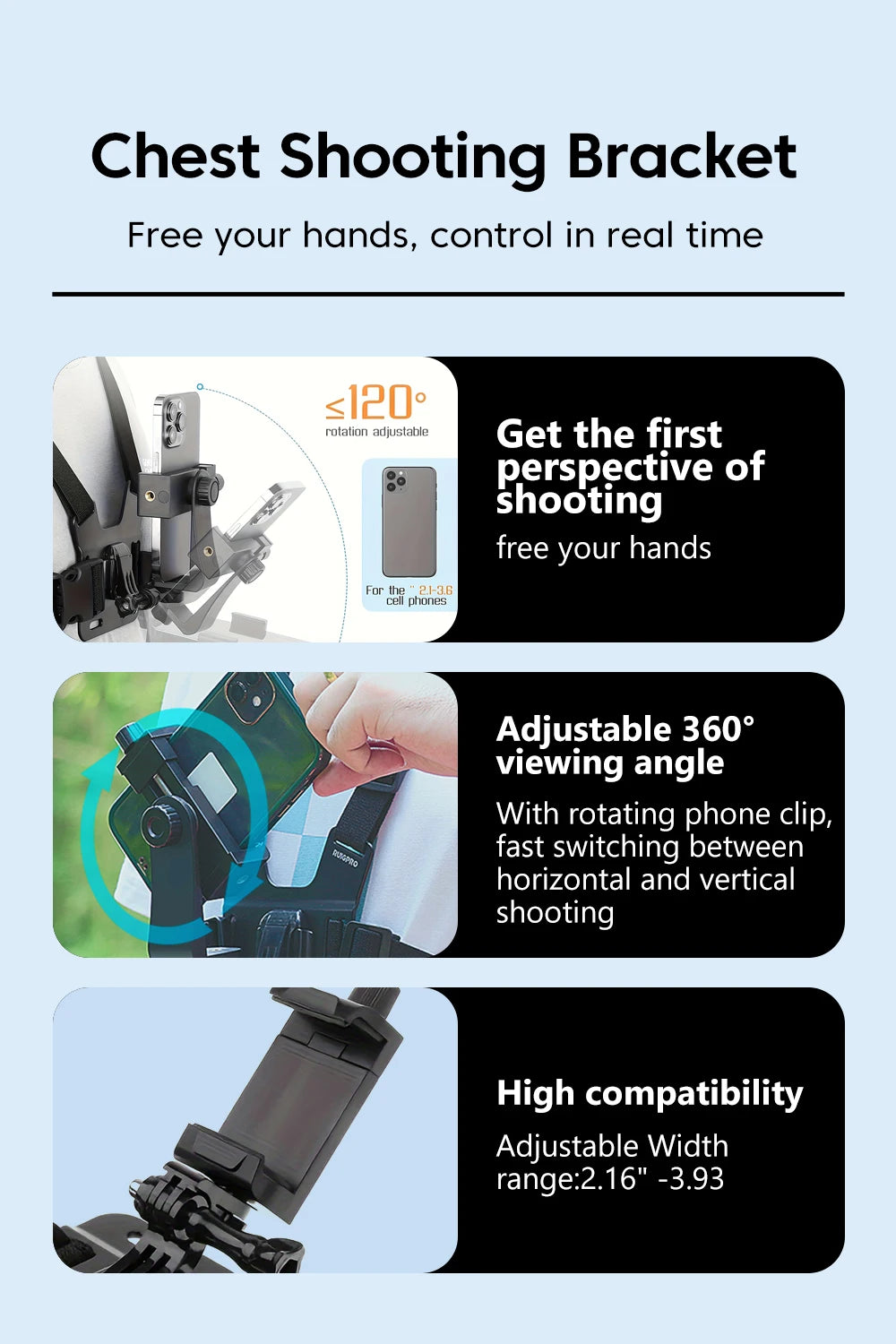 360° Puhelimen Rintateline – Kädet vapaina pyöräilyyn, kiipeilyyn ja moottoripyörään