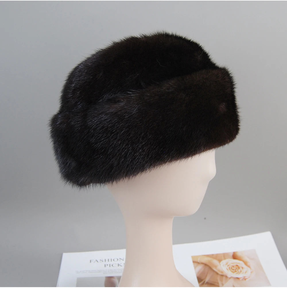 Genuine mink fur hat, luxury winter hat, unisex