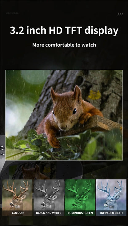 Ponbos NV2180 4K UHD Taktinen Yönäkökiikarit - 36MP Kamera, 8x Zoom, Infrapuna Metsästykseen ja Retkeilyyn