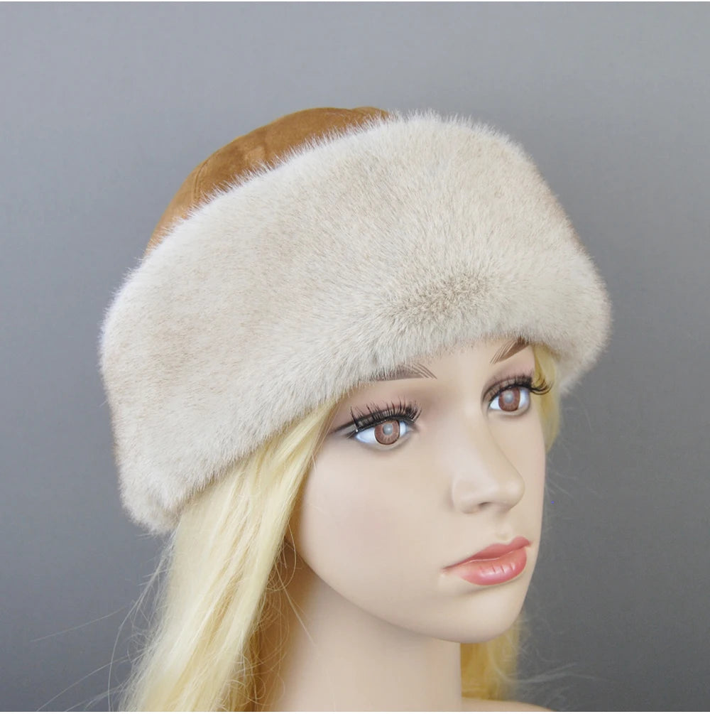 Women's luxury mink fur hat, available in different variations