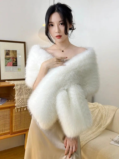 Faux fox fur scarf, faux fur for weddings and formal occasions