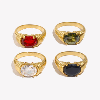 E.B.belle Soikea Zirkoni sormus, 18K kullattu