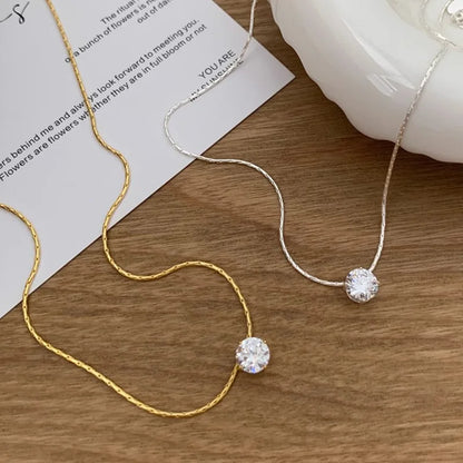 Minimalist Solitaire Zirconia Pendant Necklace