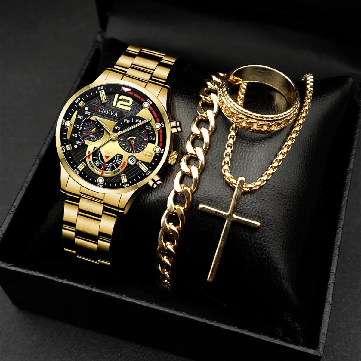 Stylish men's watch and jewelry set, just the watch or the whole package
