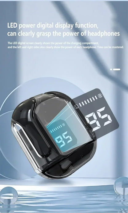 T2 Langattomat Bluetooth-kuulokkeet - Läpinäkyvä HiFi LED-näytöllä