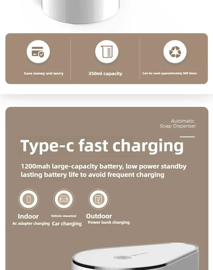 Automaattinen Vaahtoava Saippua-annostelija 2026 - USB-ladattava Älykäs Käsienpesulaite Kylpyhuoneeseen