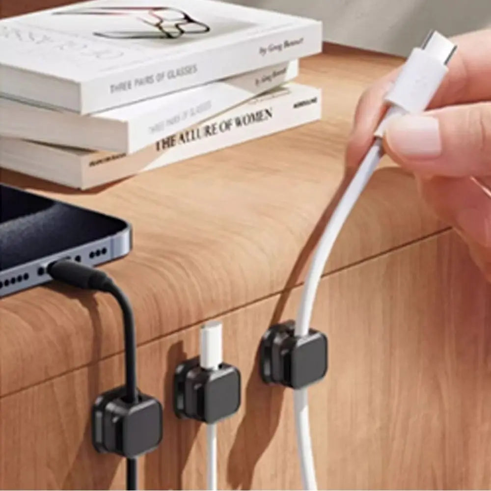 6kpl Magneettinen Kaapeliorganisaattori - Liimattava Säädettävä Kaapelipidike Kotiin ja Toimistoon