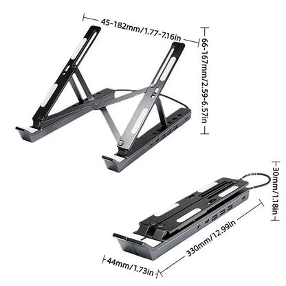 4-in-1 RGB Laptop-teline - Alumiininen Telakointiasema Jäähdytyksellä