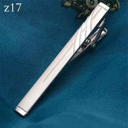 Men's silver-tone tie clip, decorated with beautiful crystal, available in different variations